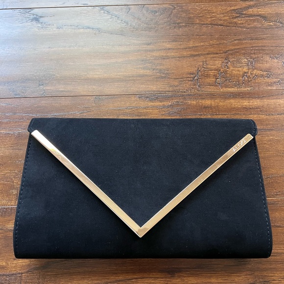 ALDO Black Envelope Clutch with Gold Accent Like New - Picture 1 of 7